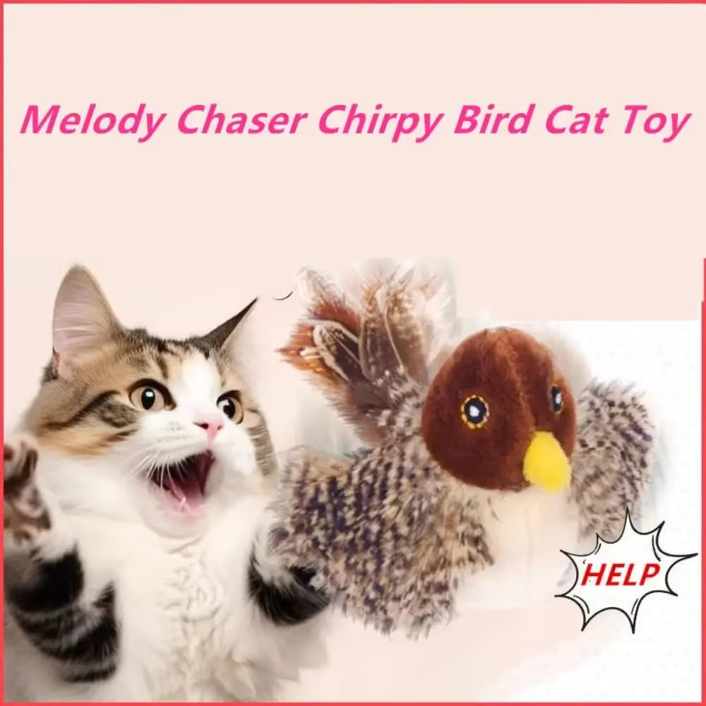 PawFlight™ Interactive Flying Bird Cat Toy – Flapping Wing Sparrow with Catnip | Realistic Chirping Play Toy for Cats