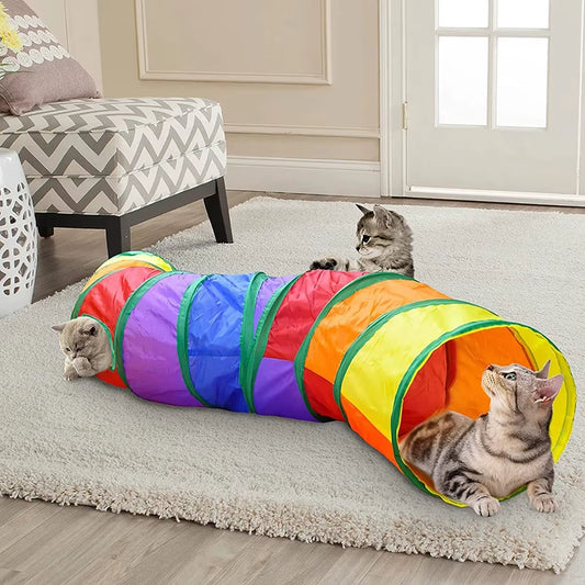 PawMaze™ Foldable Cat Tunnel – Interactive Play Tube for Cats, Kittens, Rabbits & Puppies | Collapsible Pet Tunnel for Exercise & Hiding