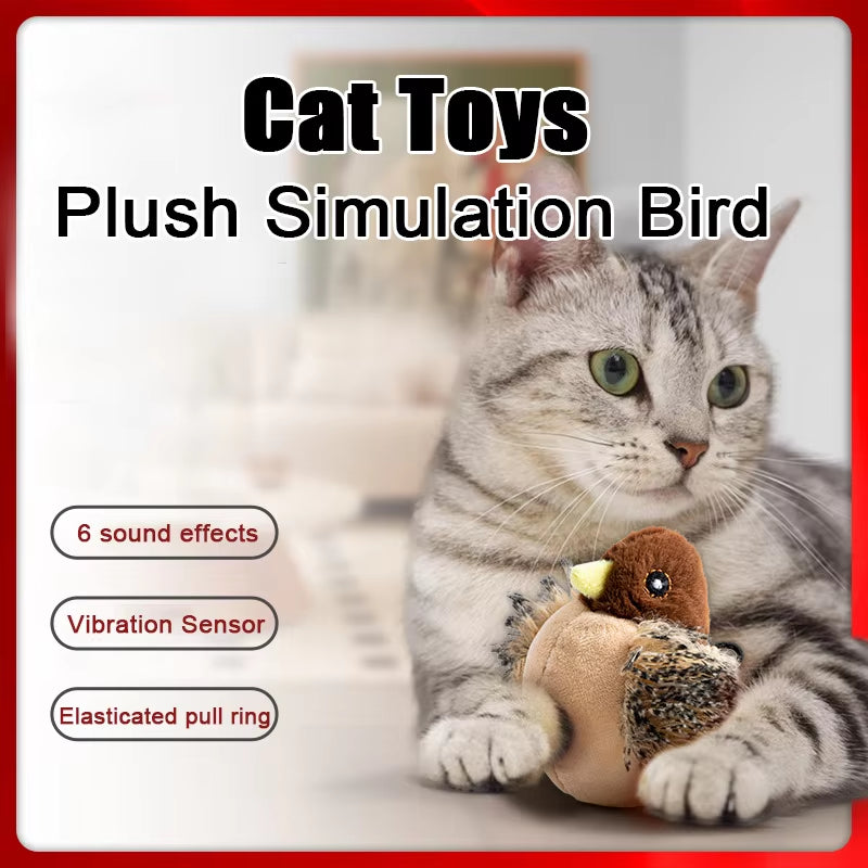 PawFlight™ Interactive Flying Bird Cat Toy – Flapping Wing Sparrow with Catnip | Realistic Chirping Play Toy for Cats