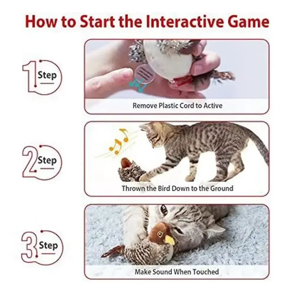 PawFlight™ Interactive Flying Bird Cat Toy – Flapping Wing Sparrow with Catnip | Realistic Chirping Play Toy for Cats
