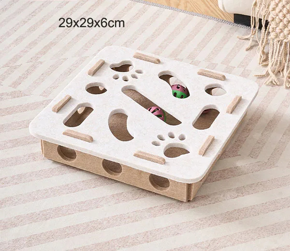 PawMaze™ Interactive Cat Puzzle Box – Felt Maze Toy with Bell Balls & Scratch Boards | Fun DIY Cat Enrichment Set