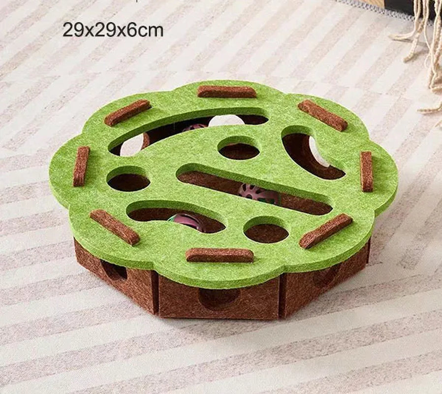 PawMaze™ Interactive Cat Puzzle Box – Felt Maze Toy with Bell Balls & Scratch Boards | Fun DIY Cat Enrichment Set