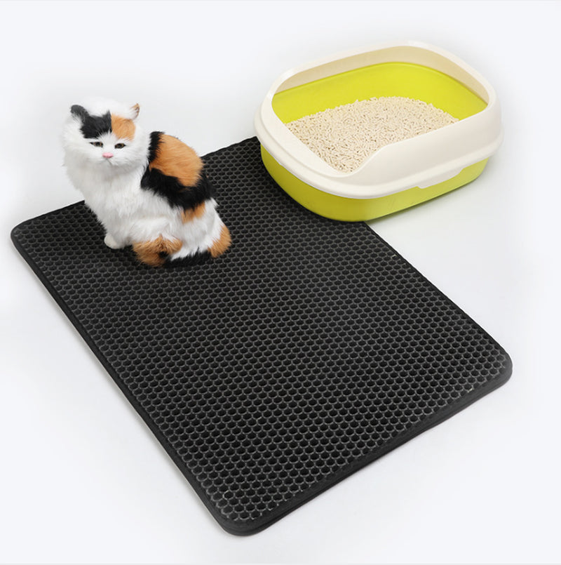 PawSoft™ Double-Layer Cat Litter Mat – Waterproof, Easy-Clean EVA Mat for Cats | Dirtproof & Non-Slip Design