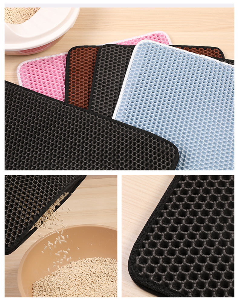 PawSoft™ Double-Layer Cat Litter Mat – Waterproof, Easy-Clean EVA Mat for Cats | Dirtproof & Non-Slip Design