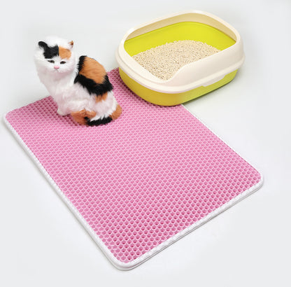 PawSoft™ Double-Layer Cat Litter Mat – Waterproof, Easy-Clean EVA Mat for Cats | Dirtproof & Non-Slip Design