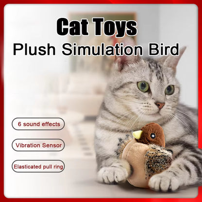 PawFlight™ Interactive Flying Bird Cat Toy – Flapping Wing Sparrow with Catnip | Realistic Chirping Play Toy for Cats