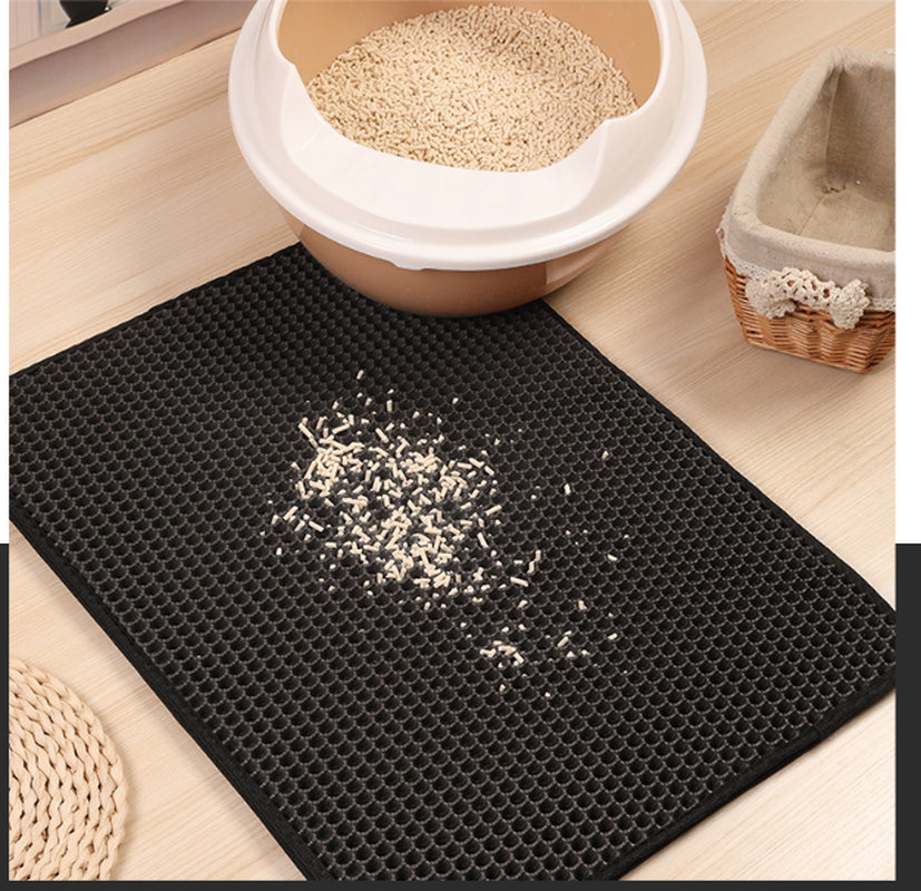 PawSoft™ Double-Layer Cat Litter Mat – Waterproof, Easy-Clean EVA Mat for Cats | Dirtproof & Non-Slip Design