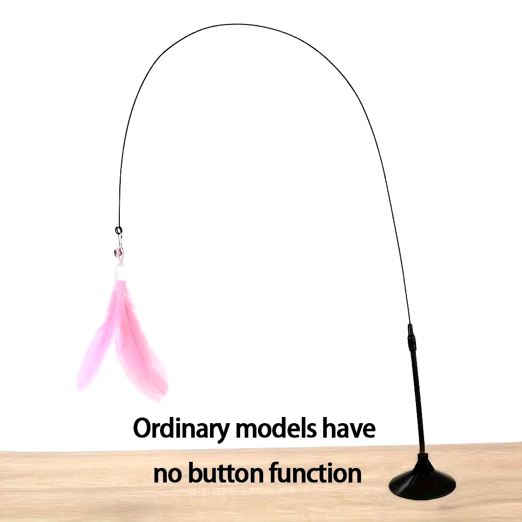 PawTease™ Interactive Cat Teaser Toy – Feather Wand with Bell & Strong Suction Cup Base for Endless Playtime Fun