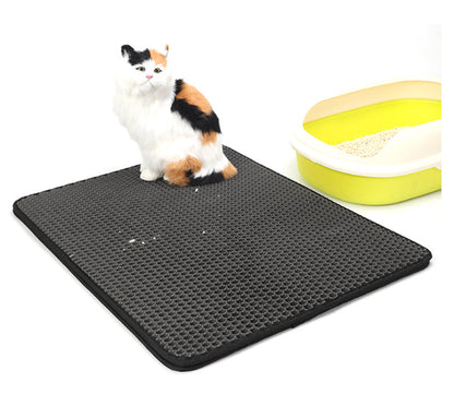 PawSoft™ Double-Layer Cat Litter Mat – Waterproof, Easy-Clean EVA Mat for Cats | Dirtproof & Non-Slip Design