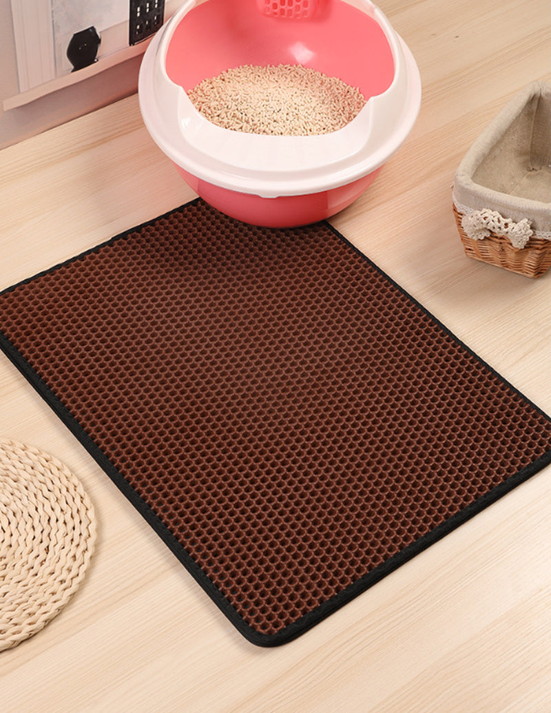 PawSoft™ Double-Layer Cat Litter Mat – Waterproof, Easy-Clean EVA Mat for Cats | Dirtproof & Non-Slip Design
