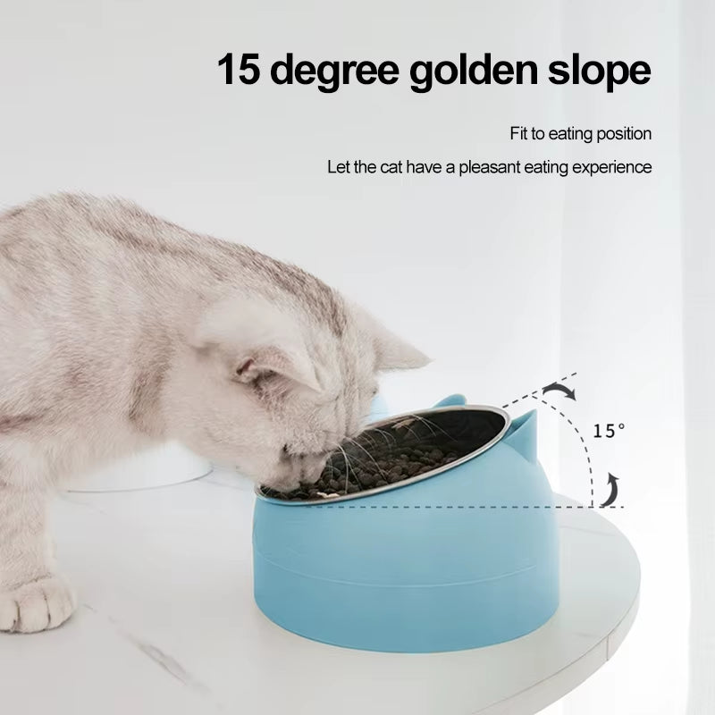 PawLift™ Elevated Stainless Steel Pet Bowl – Anti-Spill Inclined Feeding Bowl for Cats & Small Dogs