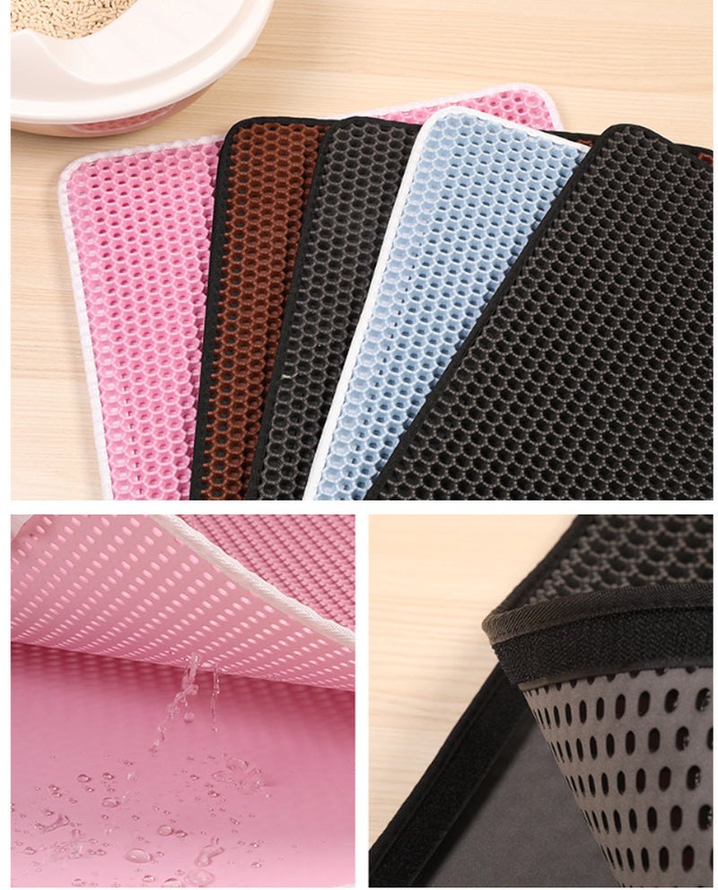 PawSoft™ Double-Layer Cat Litter Mat – Waterproof, Easy-Clean EVA Mat for Cats | Dirtproof & Non-Slip Design